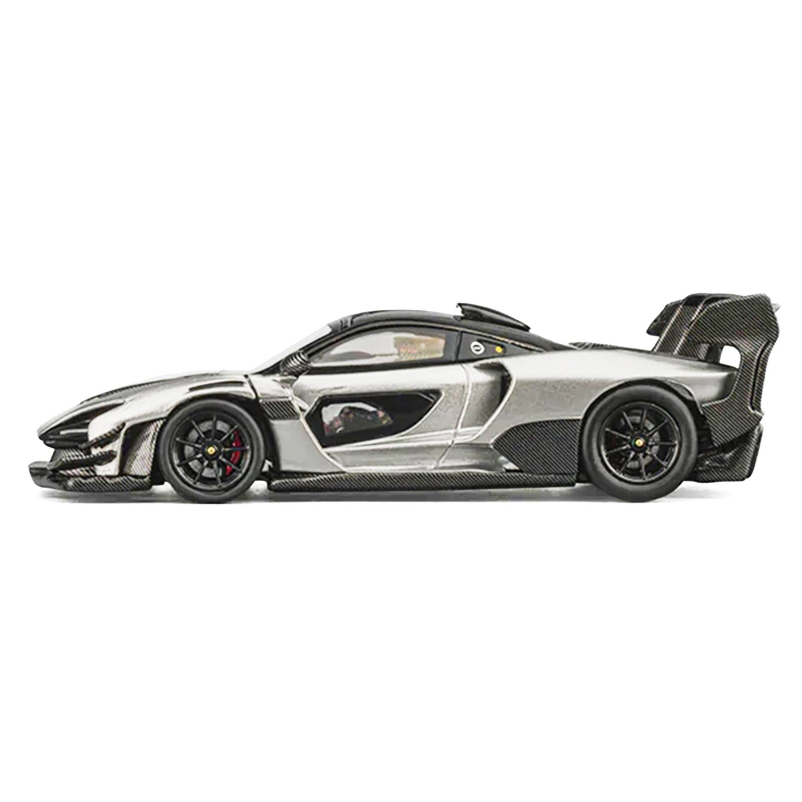 Alt View 1. CM Models - McLaren Senna GTR Silver Gray Metallic with Carbon Hood and Black Top 1/64 Diecast Model Car by CM Model.
