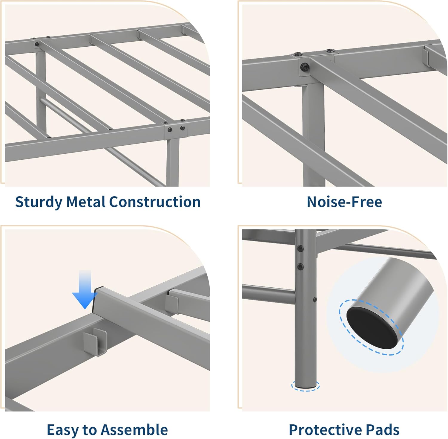 Sturdy Metal Construction  
Noise-Free  
Easy to Assemble  
Protective Pads