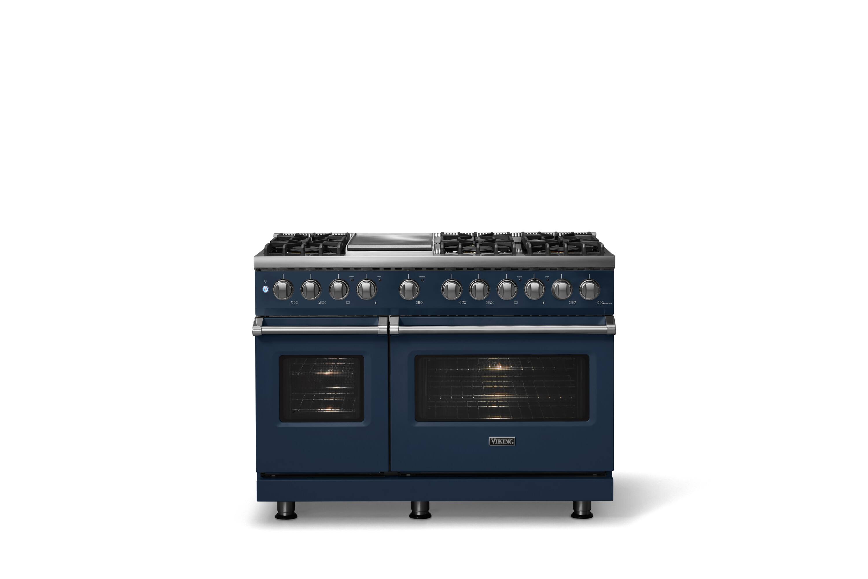 Alt View 1. Viking - Pro 5 Series 7.3 Cu. Ft. Freestanding Sealed 6B LP Dual Fuel Convection Range/Griddle - Slate Blue - Slate Blue.