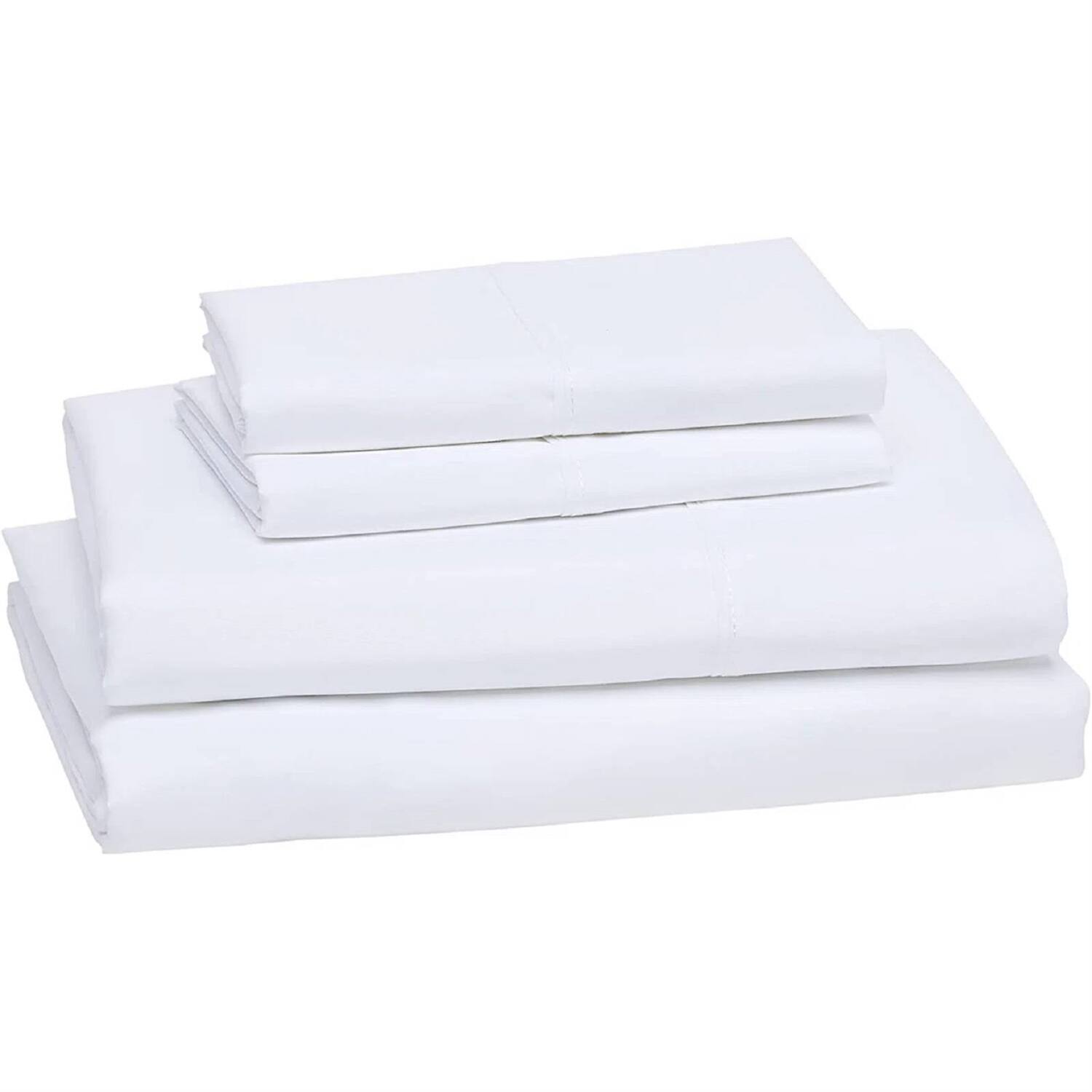 Angle. Hivvago - King 4-Piece Egyptian 100-Percent Cotton 1000 Thread Count Sheet Set - White - White.