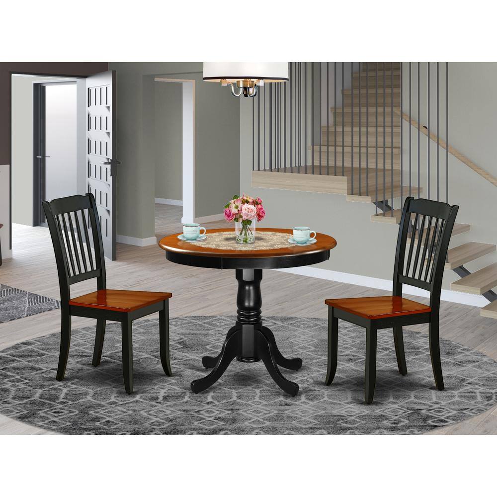 Left. East West Furniture - Dining Room Set Black & Cherry - Brown.
