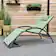 Olive green sun lounger on a patterned rug.