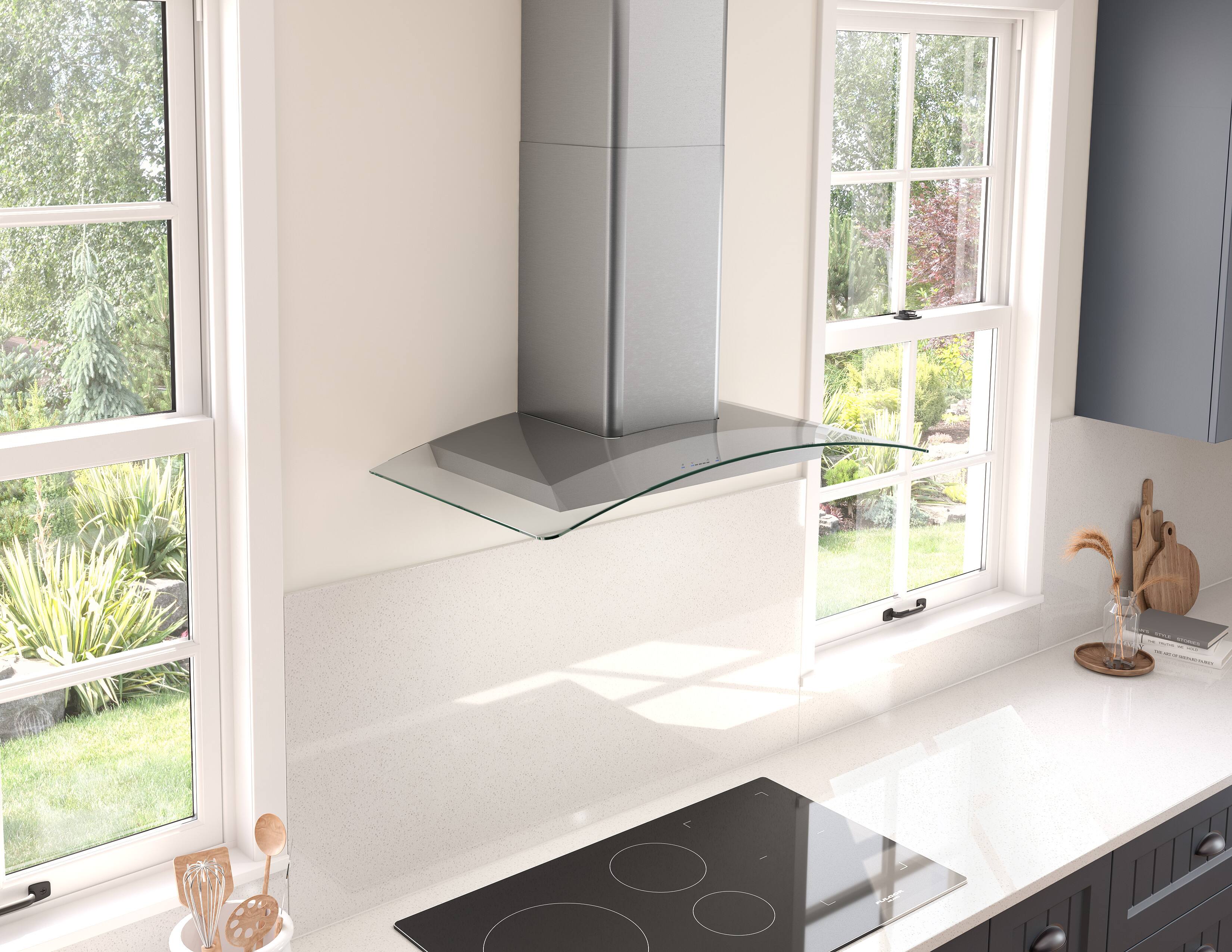 Alt View 14. Zephyr - Ravenna 30 in. 600 CFM Wall Mount Range Hood with LED Light - Stainless Steel + Glass.