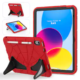 UUCOVER - Kids Case for iPad (A16) 11-inch 2025 / iPad 10th Gen 10.9" 2022 ,Shockproof TPU+PC Rugged Stand Case Protective Cover - Red+Black