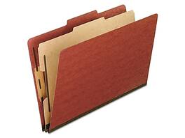 Pendaflex - Pressboard Classification Folders, 1-Divider, 2" Expansion, Letter Size, 10/Box - Brick Red