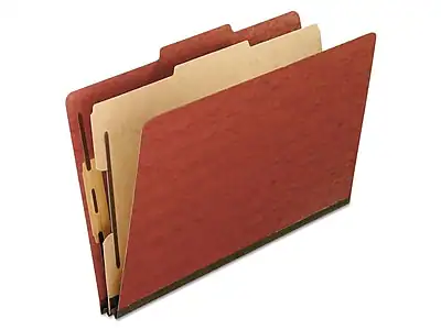 Front. Pendaflex - Pressboard Classification Folders, 1-Divider, 2" Expansion, Letter Size, Brick Red, 10/Box - Brick Red.