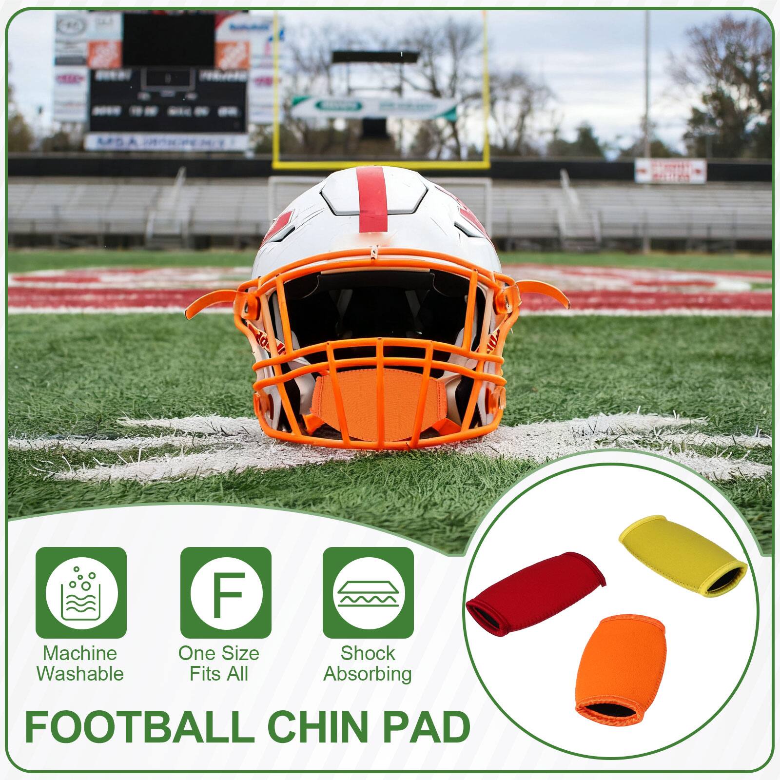 Machine Washable  
One Size Fits All  
Shock Absorbing  

FOOTBALL CHIN PAD