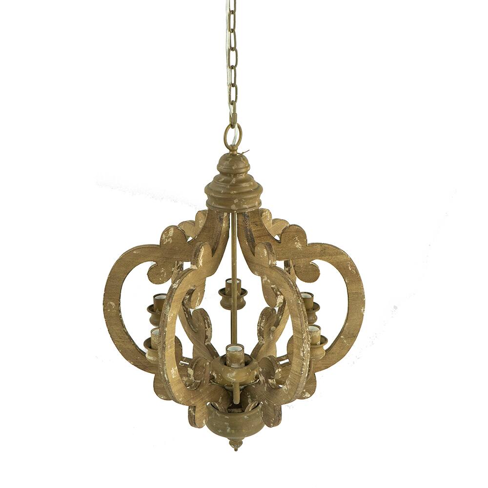 Alt View 2. APRILSOUL - Farmhouse Chandelier 6-Light Wood Chandelier Pendant Light Fixture with Adjustable Chain Bulb Not Included.