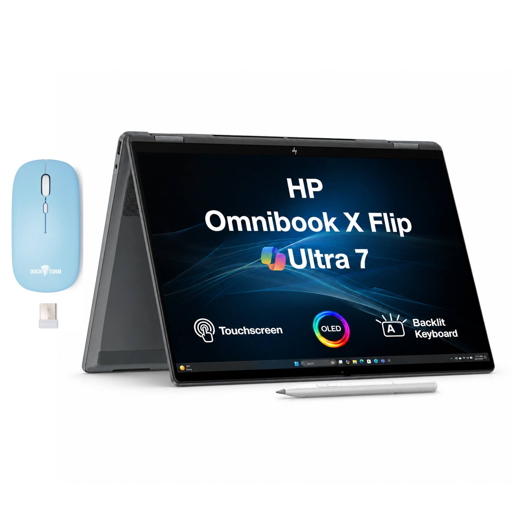 DOCK TORM  
HP Omnibook X Flip Ultra 7  
Touchscreen  
OLED  
Backlit Keyboard