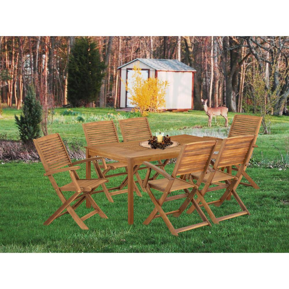 Alt View 3. East West Furniture - 7 Piece Outdoor Patio Dining Sets - Brown.