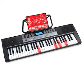Best Choice Products - 54-Key Beginners Electronic Keyboard Piano Set w/ LCD Screen, Lighted Keys, 3-Teaching Modes - Black