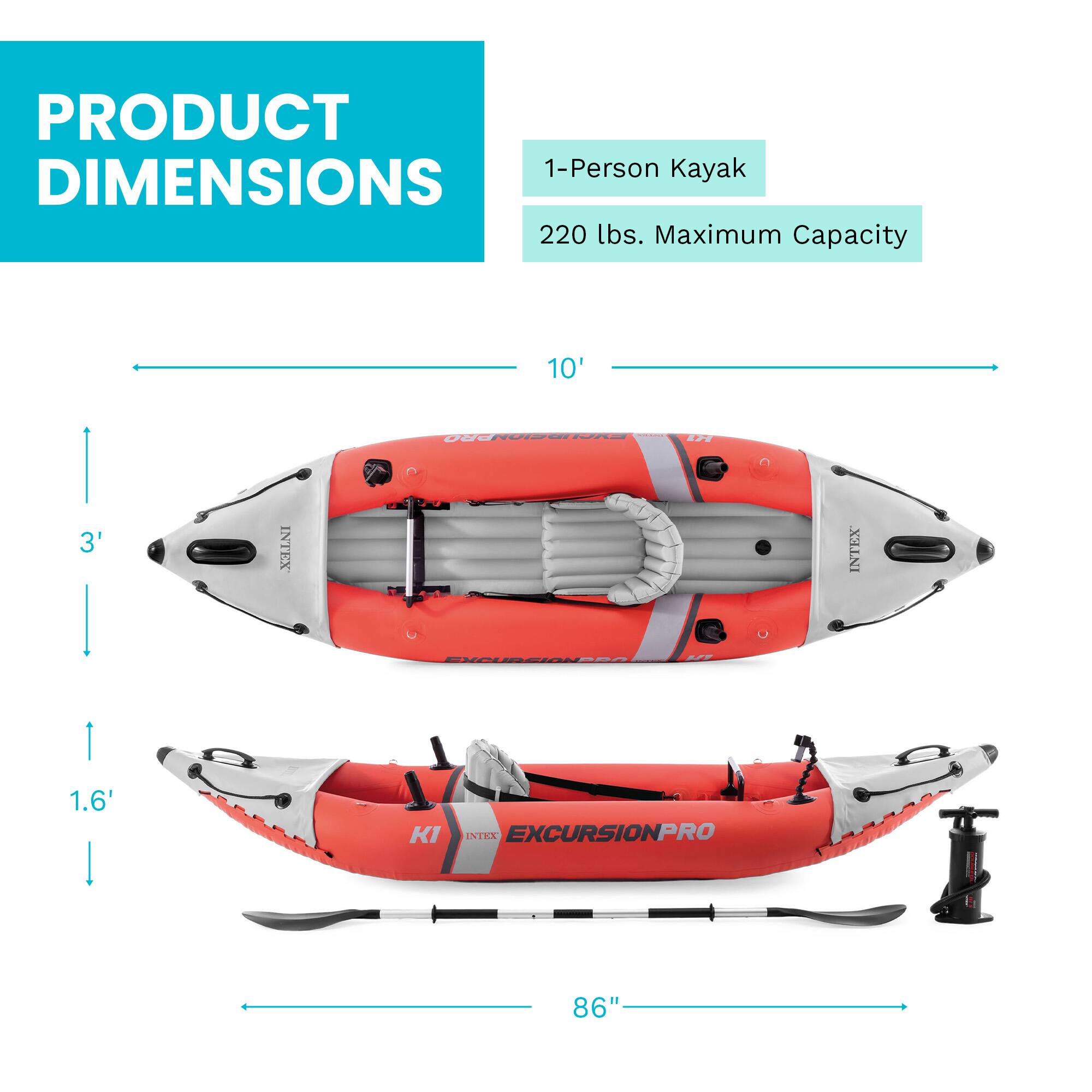 PRODUCT 1-Person Kayak  
DIMENSIONS  
220 lbs. Maximum Capacity  
10'  
3'  
1.6'  
86"