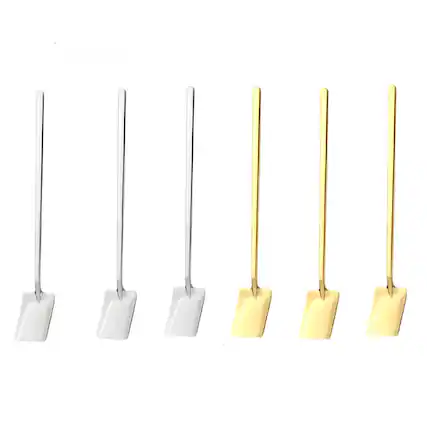 Front. Kitcheniva - 5.7" Stainless Steel Mixing Stirring Teaspoon Set 6 Pcs - Multicolor.