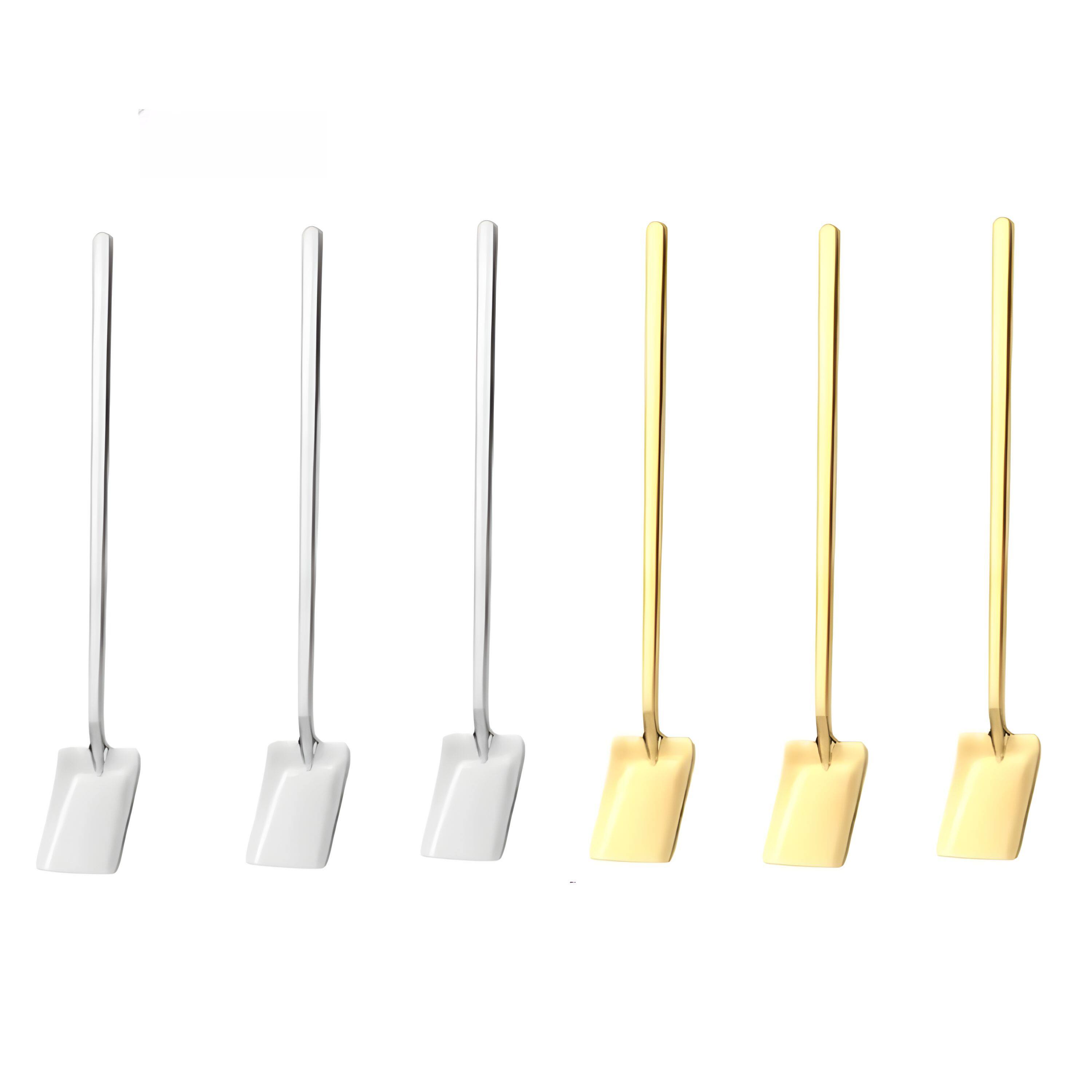 Kitcheniva - 5.7" Stainless Steel Mixing Stirring Teaspoon Set 6 Pcs - Multicolor