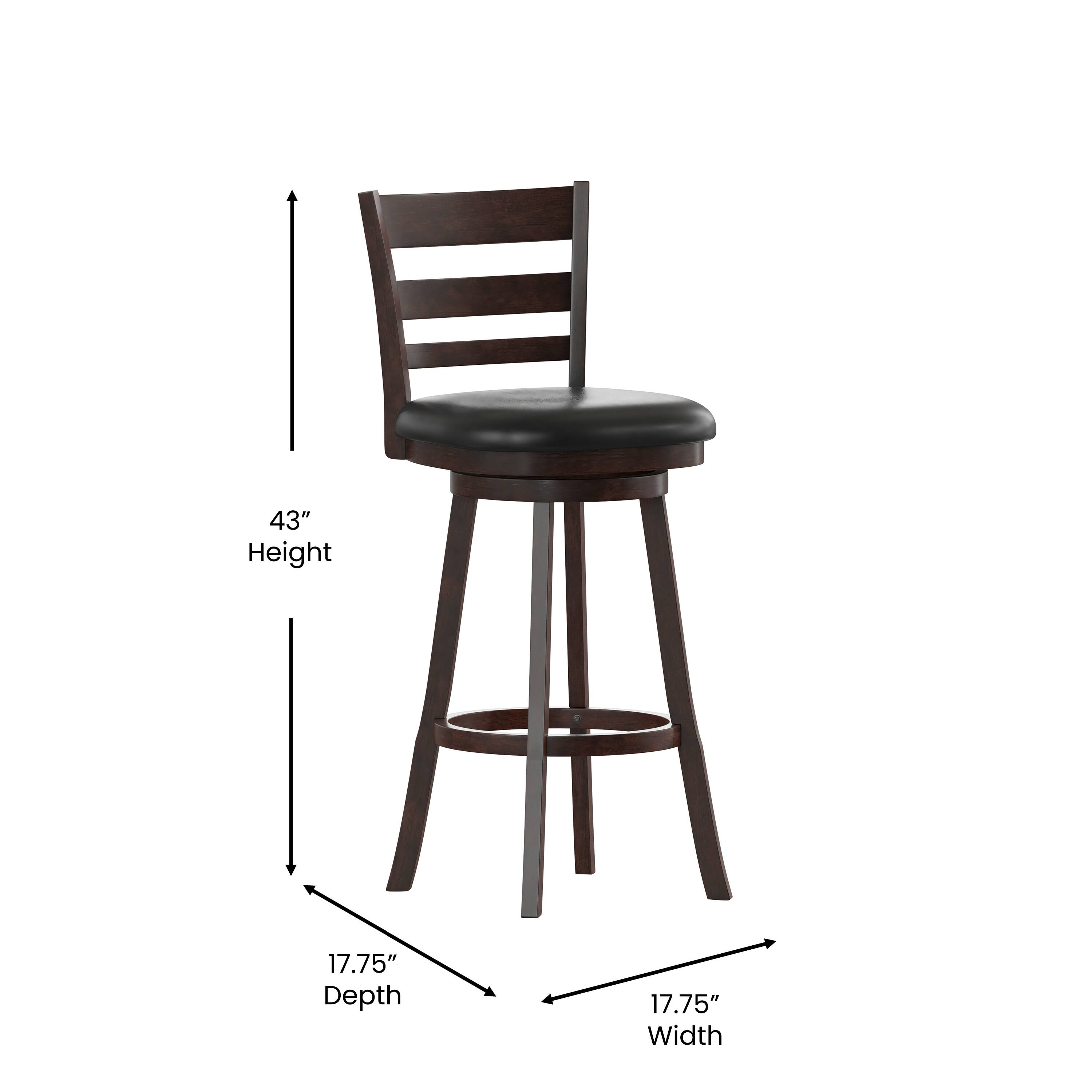 43" Height  
17.75" Depth  
17.75" Width