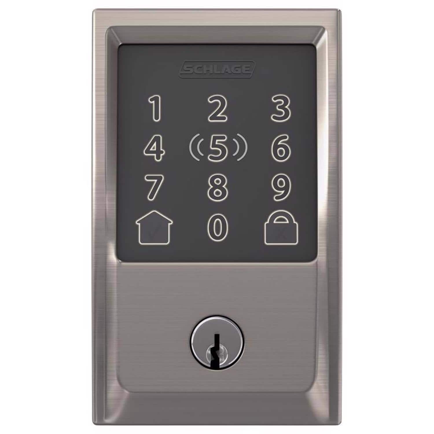 Schlage - Encode Plus Metal Wi-Fi Deadbolt with Century Trim - Satin Nickel