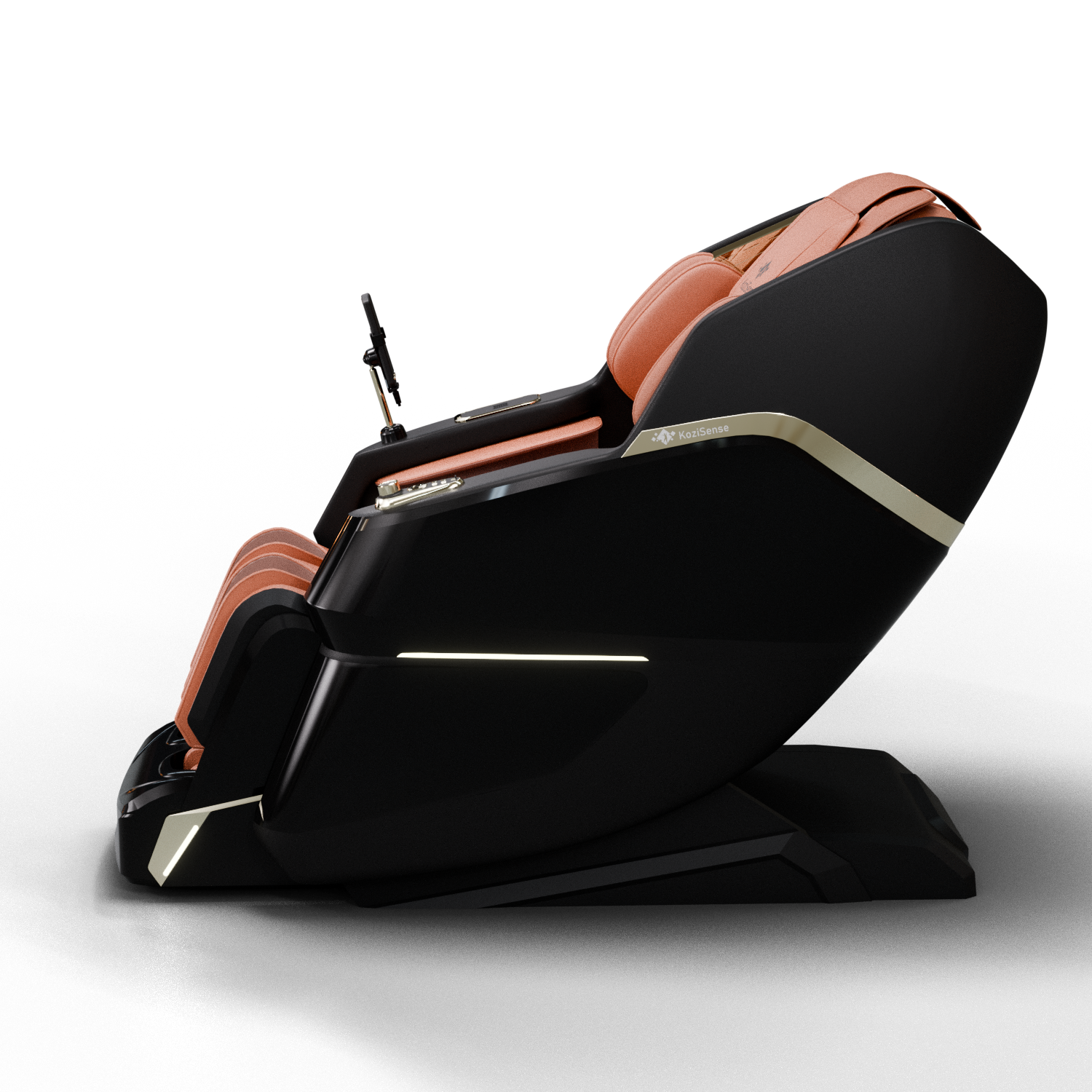 Left. KoziSense - KZ-605 4D Massage Chair,Deep Zero Gravity,Thai Stretch,Auto Extension Legrest,Back and Front Heat,FREE Inside Delivery - Black and Orange.