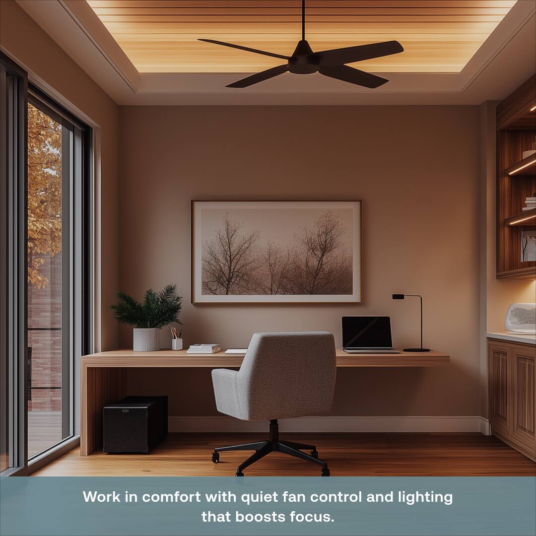 Work in comfort with quiet fan control and lighting that boosts focus.