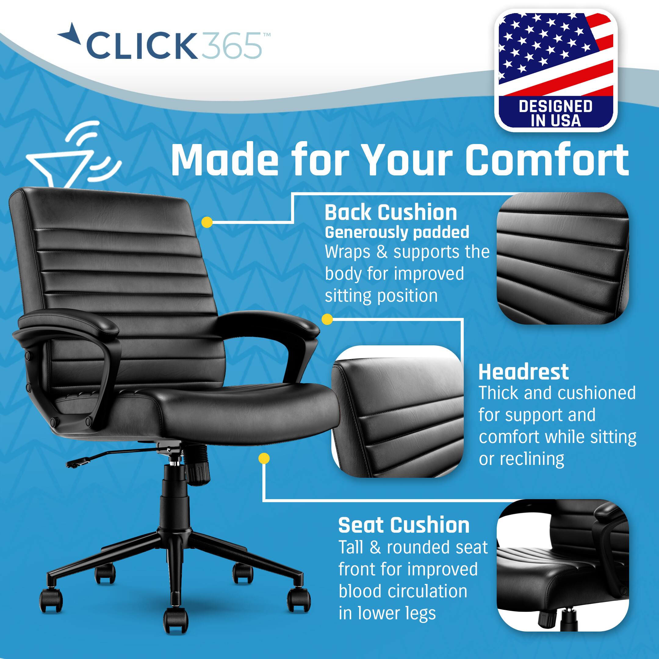 Left. Click365 - Transform 3.0 Extra Comfort Ergonomic Mid-Back Desk Chair - Black.