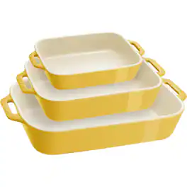 Staub - Ceramic 3-pc Rectangular Baking Dish Set - Citron