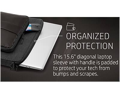 ORGANIZED PROTECTION

This 15.6" diagonal laptop sleeve with handle is padded to protect your tech from bumps and scrapes.