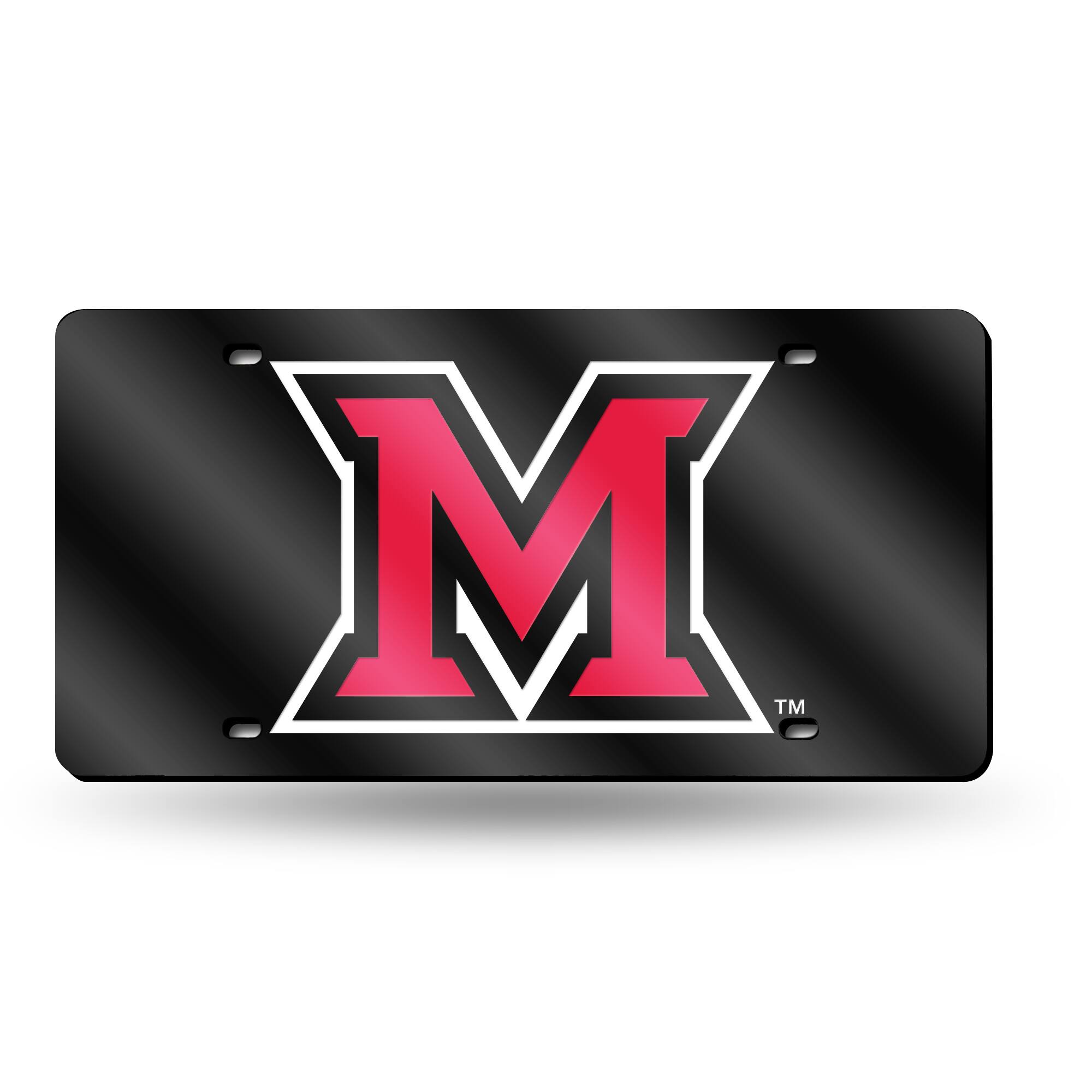 Miami of Ohio RedHawks Black Mirror Look Acrylic License Plate Laser Tag