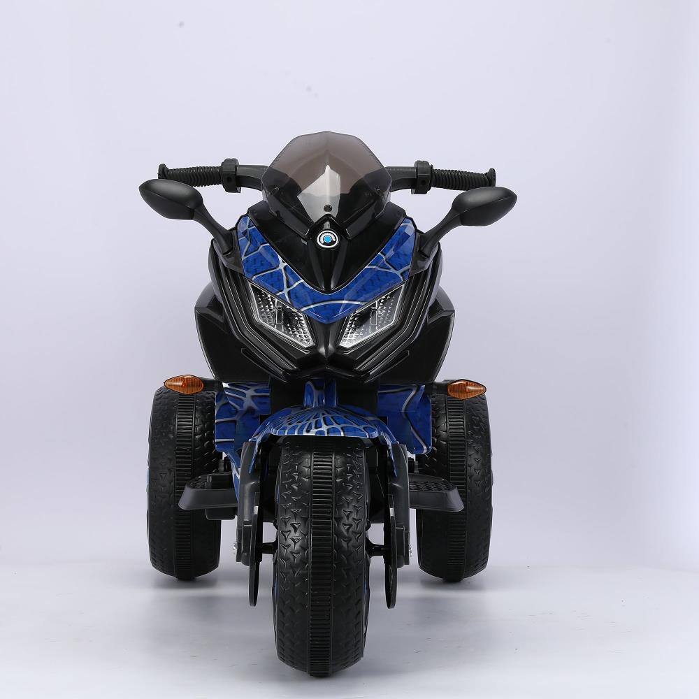 Alt View 1. BreeBe - 12V Kids Electric Ride On Motorcycle Toy w/ Training Wheels, Manual Throttle, Hand Drive, Lights for Ages 3-6 - Blue.
