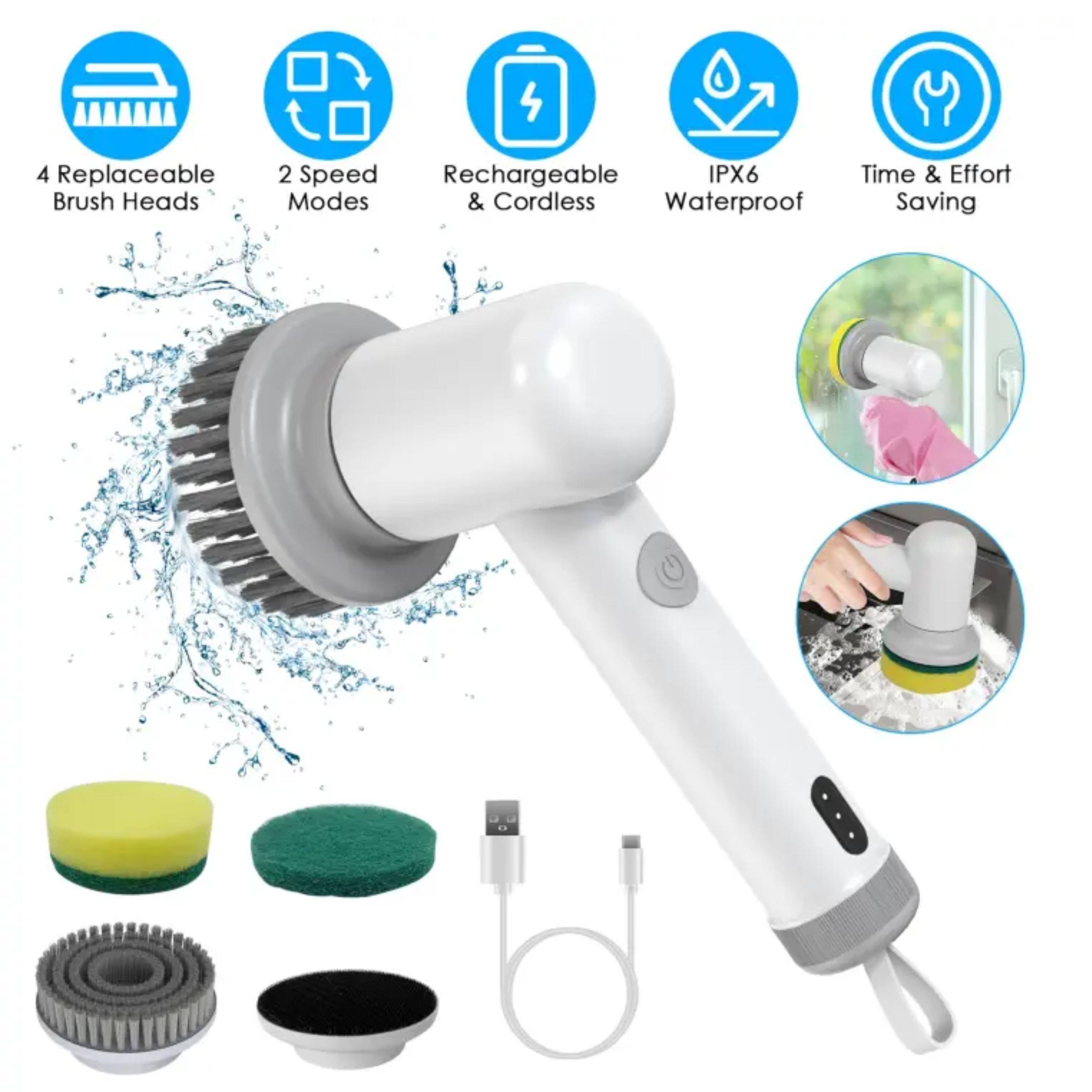 4 Replaceable Brush Heads  
2 Speed Modes  
Rechargeable & Cordless  
IPX6 Waterproof  
Time & Effort Saving