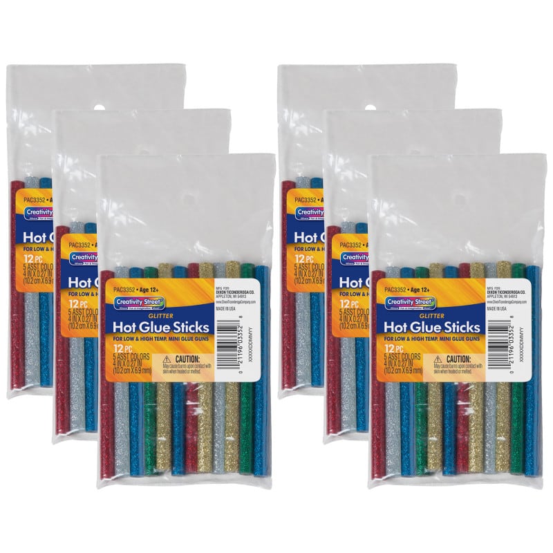 "Creativity Street - Hot Glue Sticks 6 Assorted Glitter Colors 4"" x 0.31"" 12 Per Pack 6 Packs" price history on PriceWatchPro