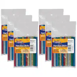 Creativity Street - Hot Glue Sticks 6 Assorted Glitter Colors 4" x 0.31" 12 Per Pack 6 Packs