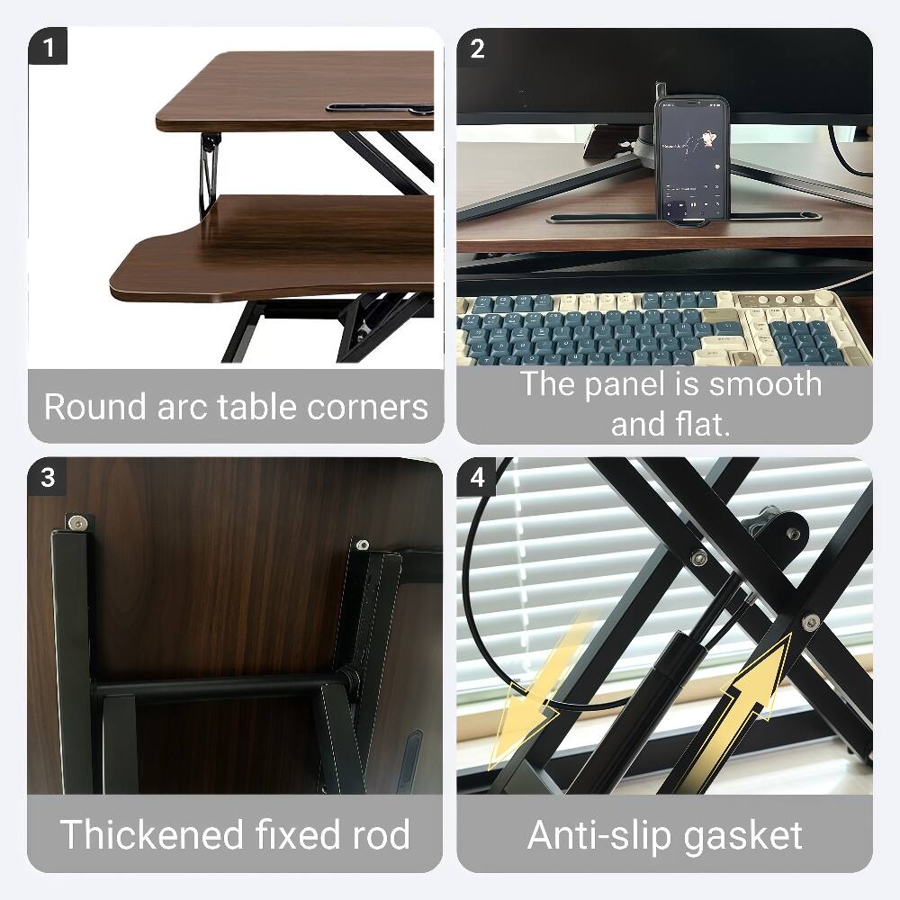 1. Round arc table corners
2. The panel is smooth and flat
3. Thickened fixed rod
4. Anti-slip gasket