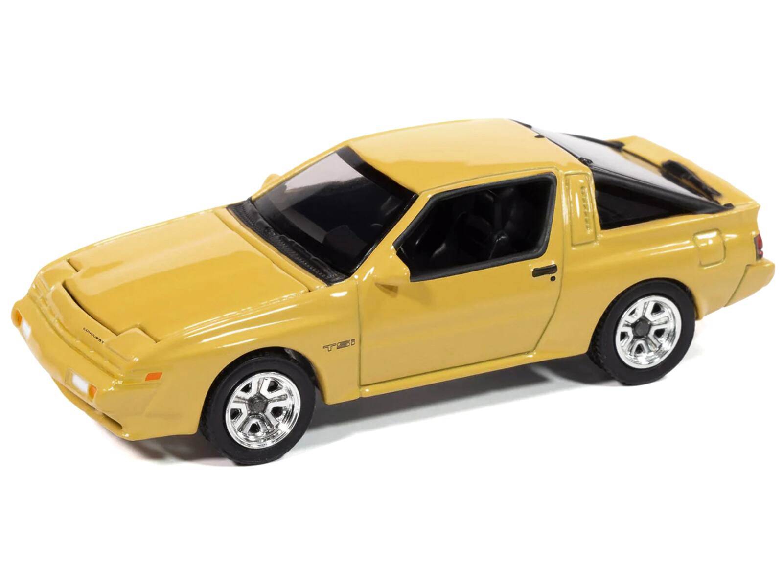 Left. Autoworld - 1988 Chrysler Conquest TSi San Marino Yellow "Modern Muscle" Series 1/64 Diecast Model Car by Auto World - Yellow.