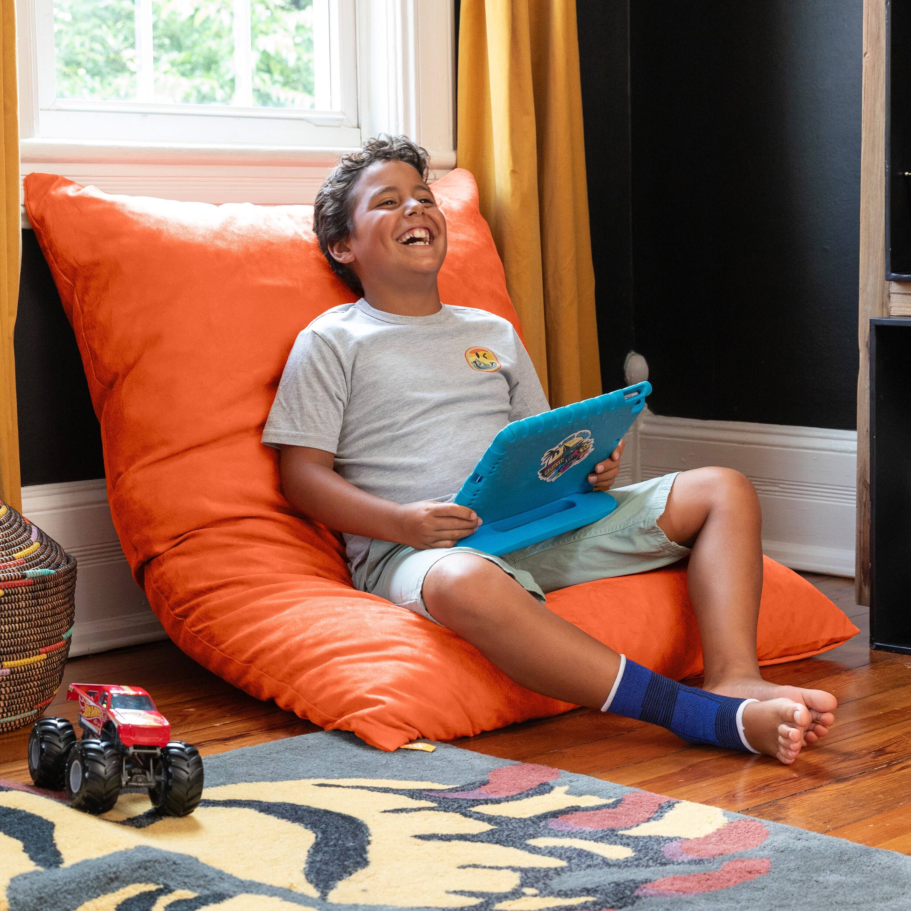 Angle. Jaxx - Jaxx 3.5 Ft Pillow Saxx Kids Bean Bag, Mandarin - Mandarin.