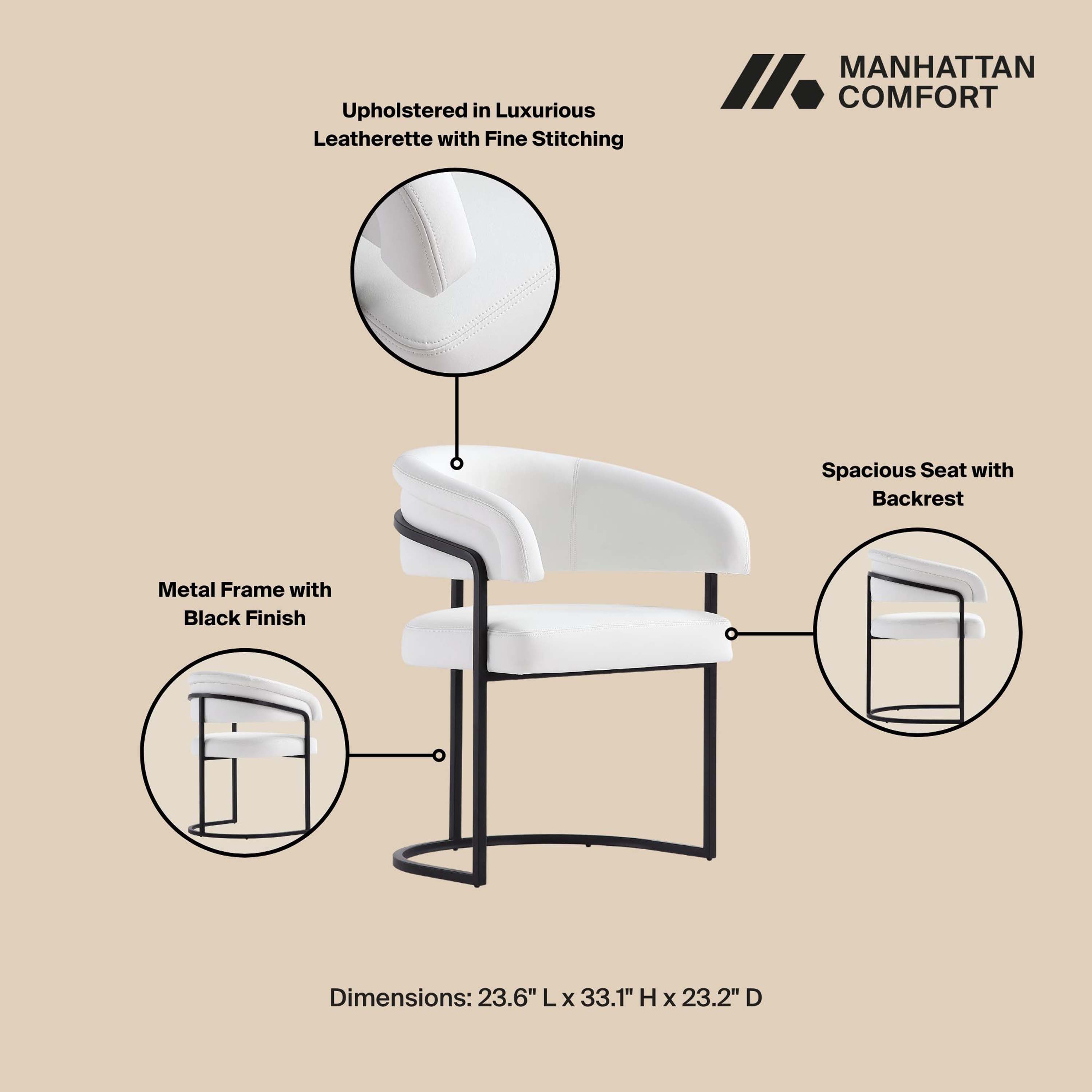Upholstered in Luxurious Leatherette with Fine Stitching

MANHATTAN COMFORT

Spacious Seat with Backrest

Metal Frame with Black Finish

Dimensions: 23.6" L x 33.1" H x 23.2" D