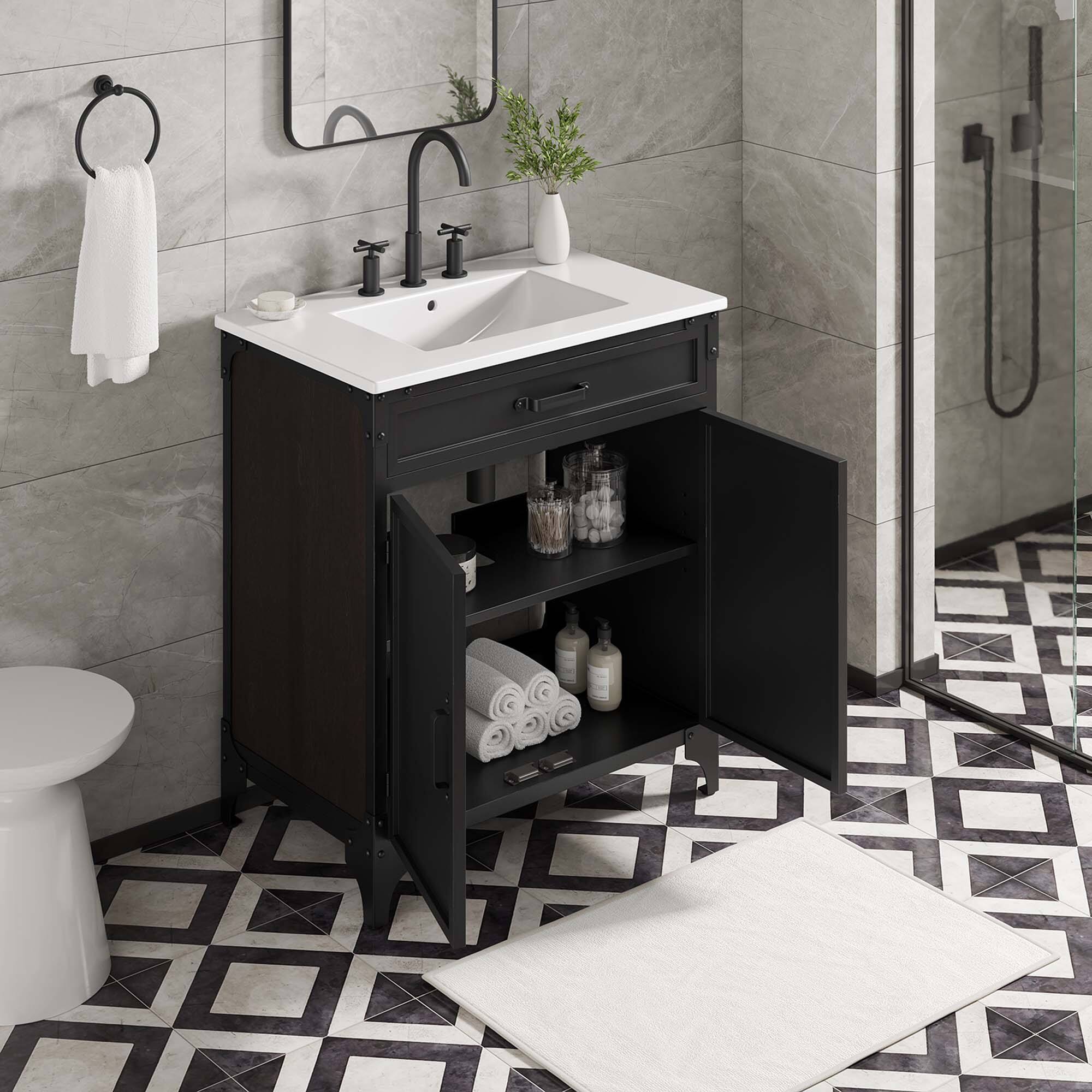 Alt View 1. Modway - Steamforge Bathroom Vanity Basin Included by Modway - White Black.
