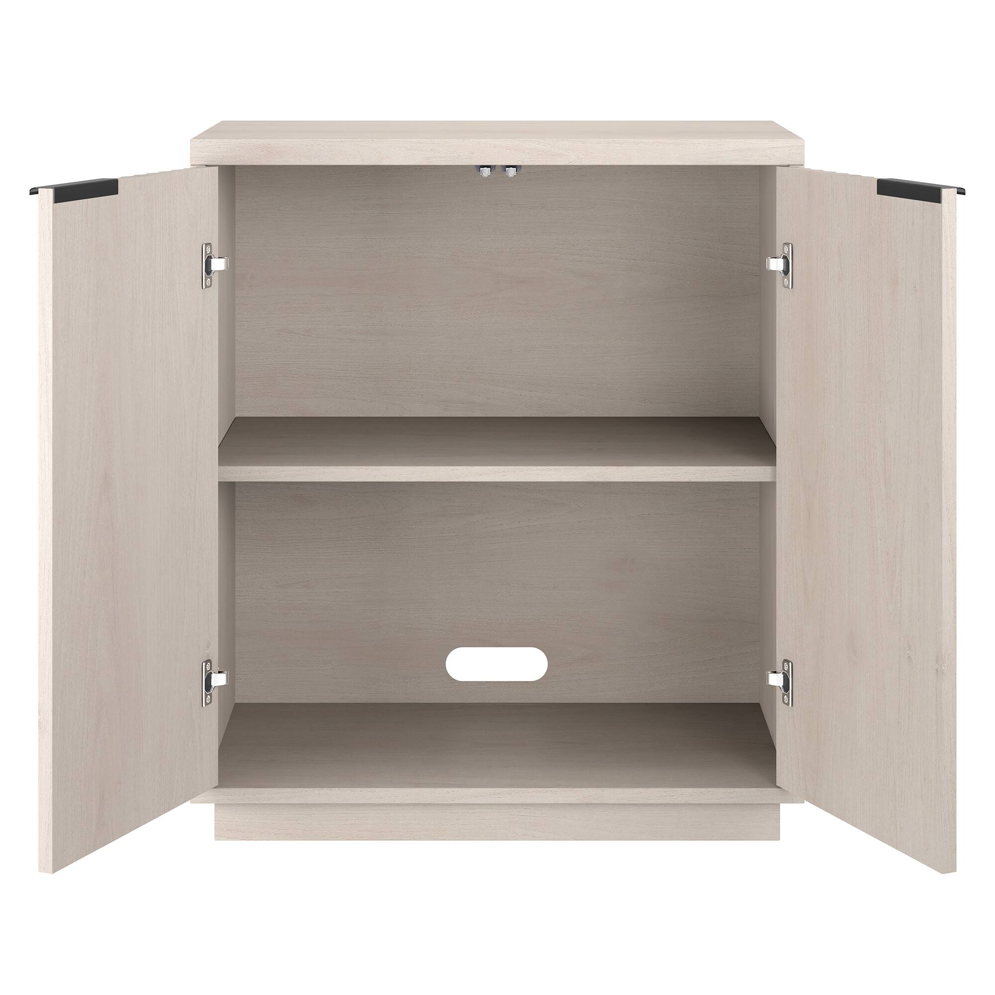 Back. Hudson&Canal - Mansfield 28" Wide Rectangular Fluted Accent Cabinet - White.