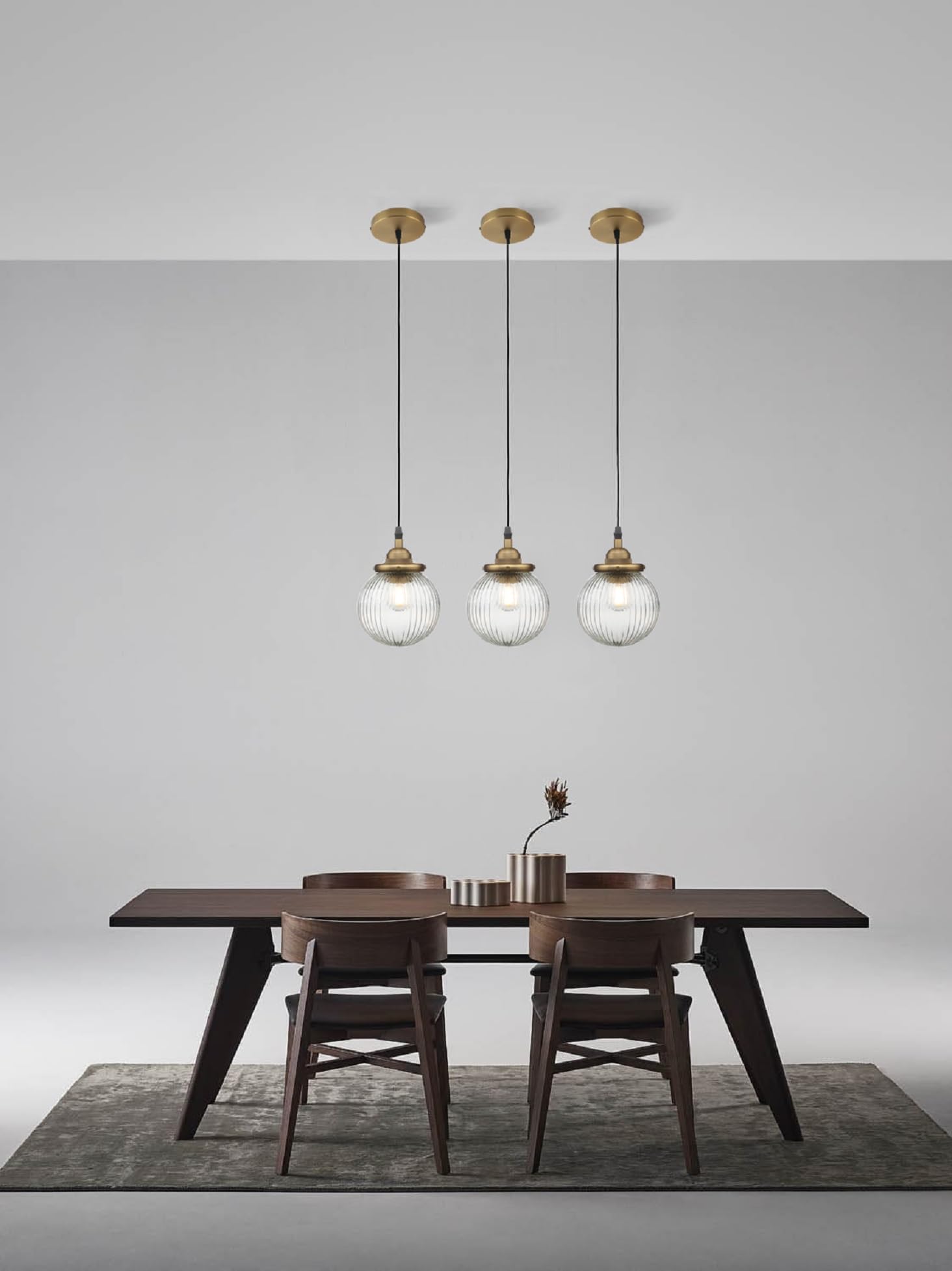 Alt View 5. TECH SAFARI - Vintage Kitchen Hanging Pendant Light Fixture Single HardwiIndoor Vanity Luxury Retro TextuStriped Round Gl - Antique.