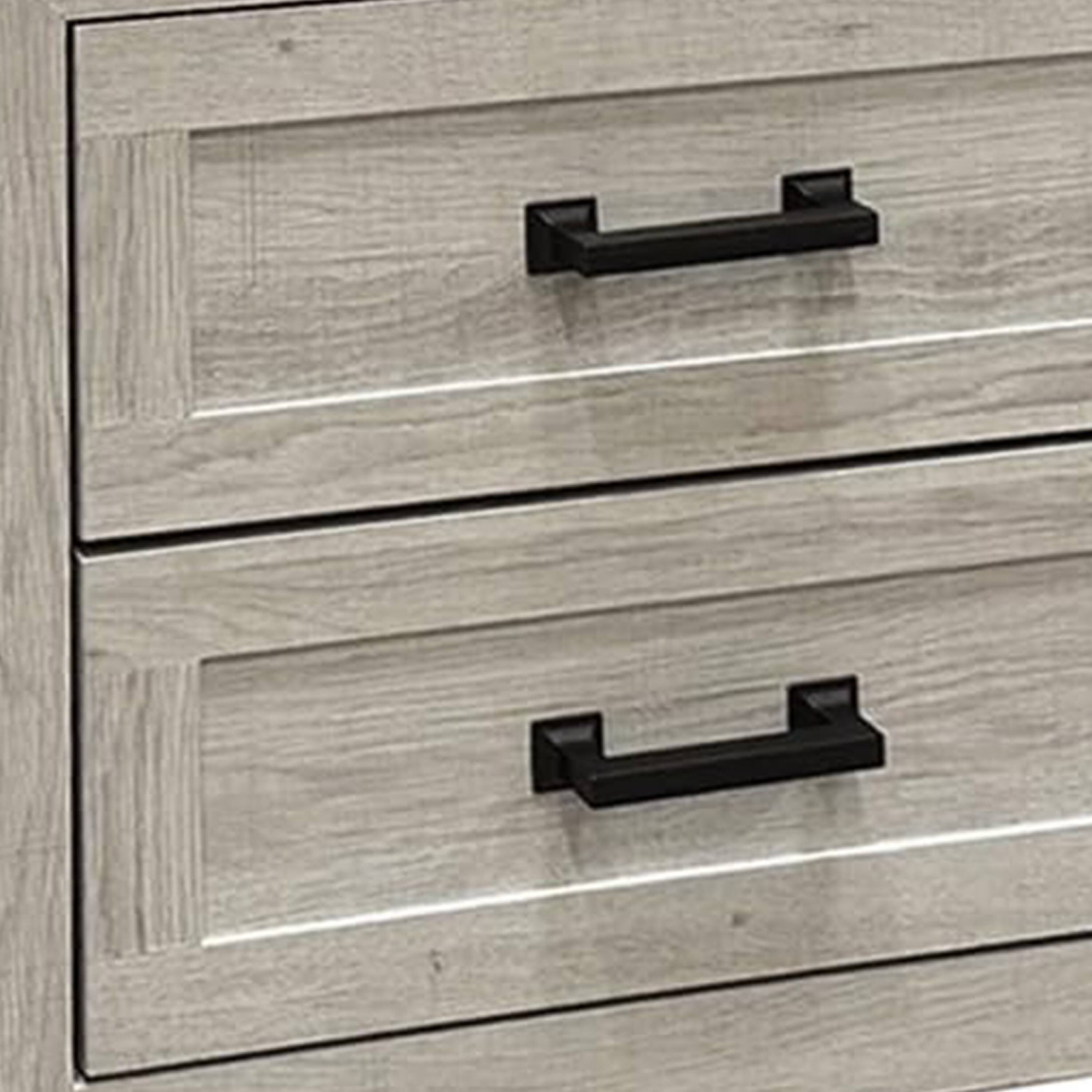 Alt View 1. Manhattan Lane - Miot Nightstand, 2 Drawers with Metal Handles, 24 Inch - White Wash, Black.