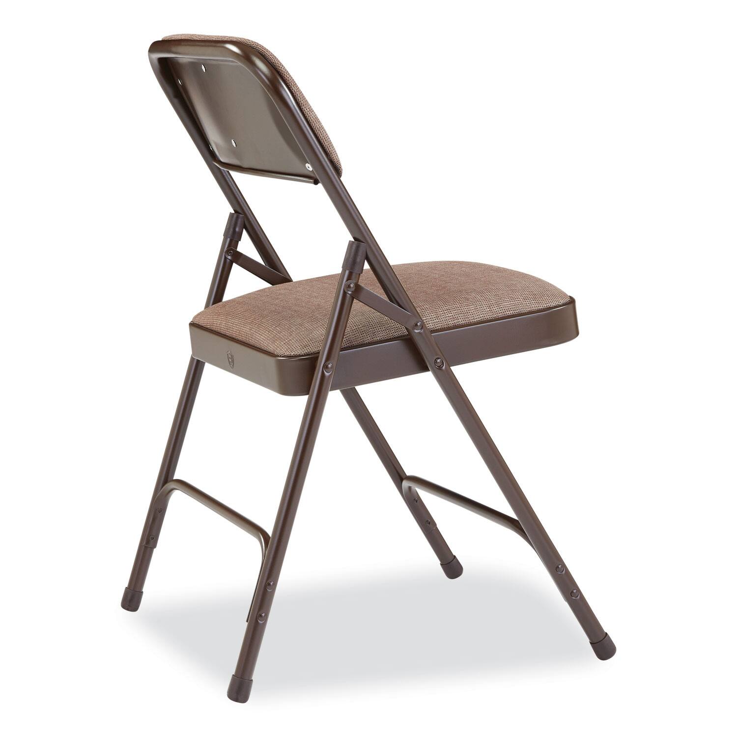 Back. National Brand - 2200 Series Fabric Dual-Hinge Premium Folding Chair Supports Up to 500 lb Walnut Seat Walnut Back Brown Base 4/Carton - Brown.