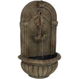 Sunnydaze - Florence Polystone Outdoor Wall Fountain - Florentine Stone Finish
