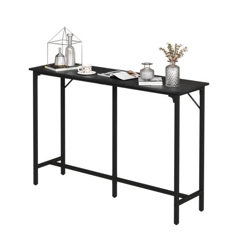 Winado - 43"-71" Wooden Top Bar Long Counter Height Pub Table with Robust Metal Frame and Easy-Clean Surface Scratch for Bar - Black-55"x39"x15"