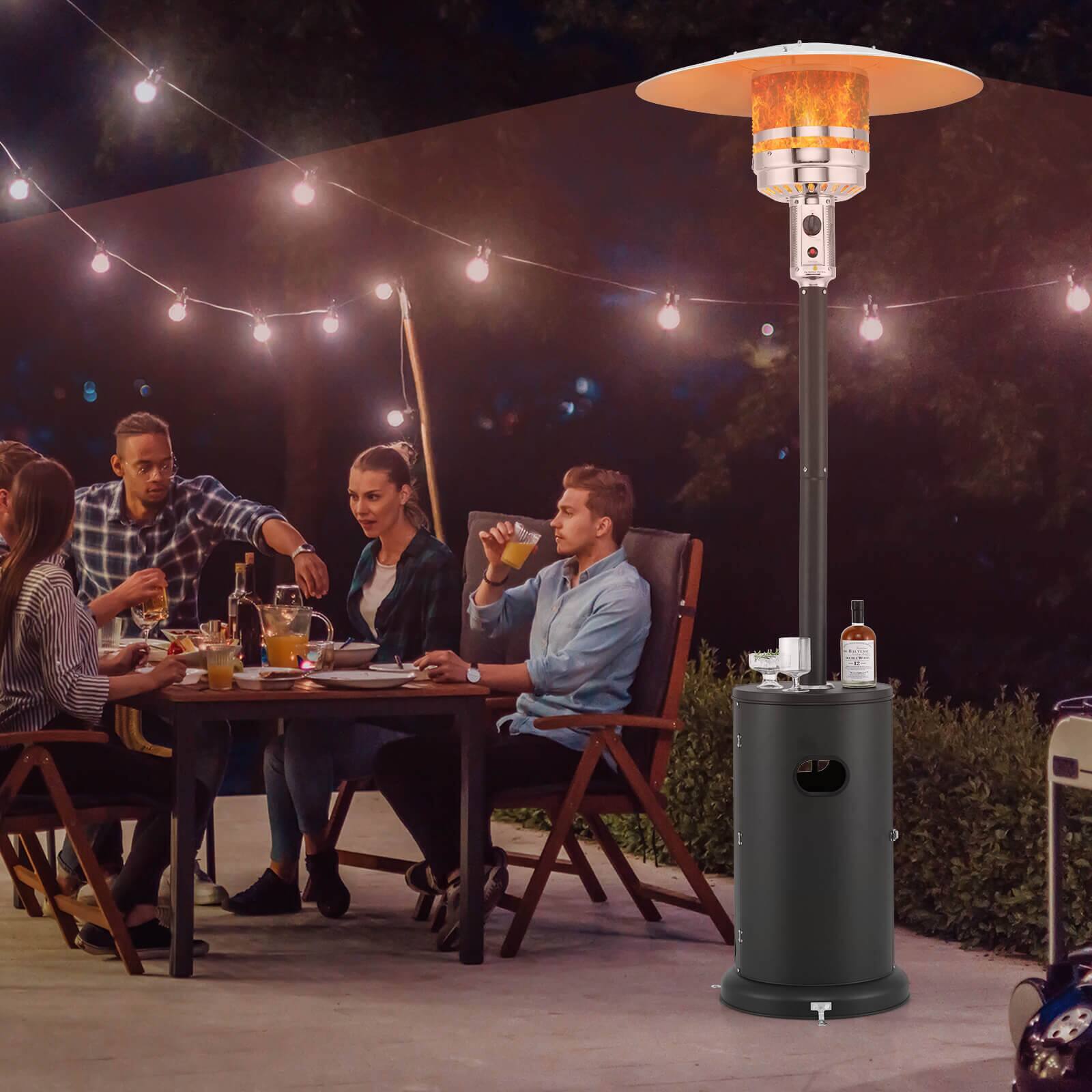 Alt View 1. Costway - Costway 48000 BTU Patio Heater with Wheels Round Table Design & Stainless Steel Burner Black - Black.