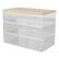 Front. Martha Stewart - Brody Premium Clear Plastic Storage Bins Paulownia Wood Lid - 7.5"x3" - Clear/Light Natural.