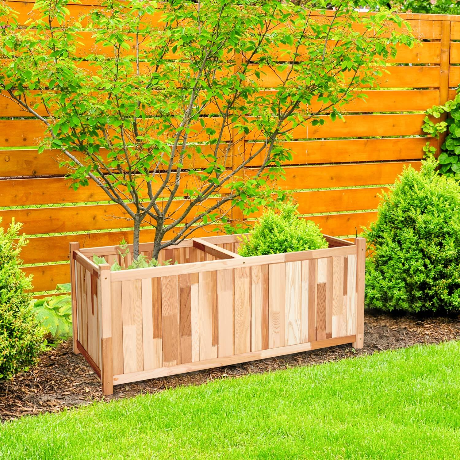 Alt View 2. Jumbl - Raised Garden Bed, 20 x 48 x 20 in, Durable Canadian Cedar Wood Elevated Garden Bed. - Brown.