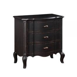 Manhattan Lane - 30 Inch Nightstand, 3 Drawers, Cabriole Legs, Rubberwood - Black