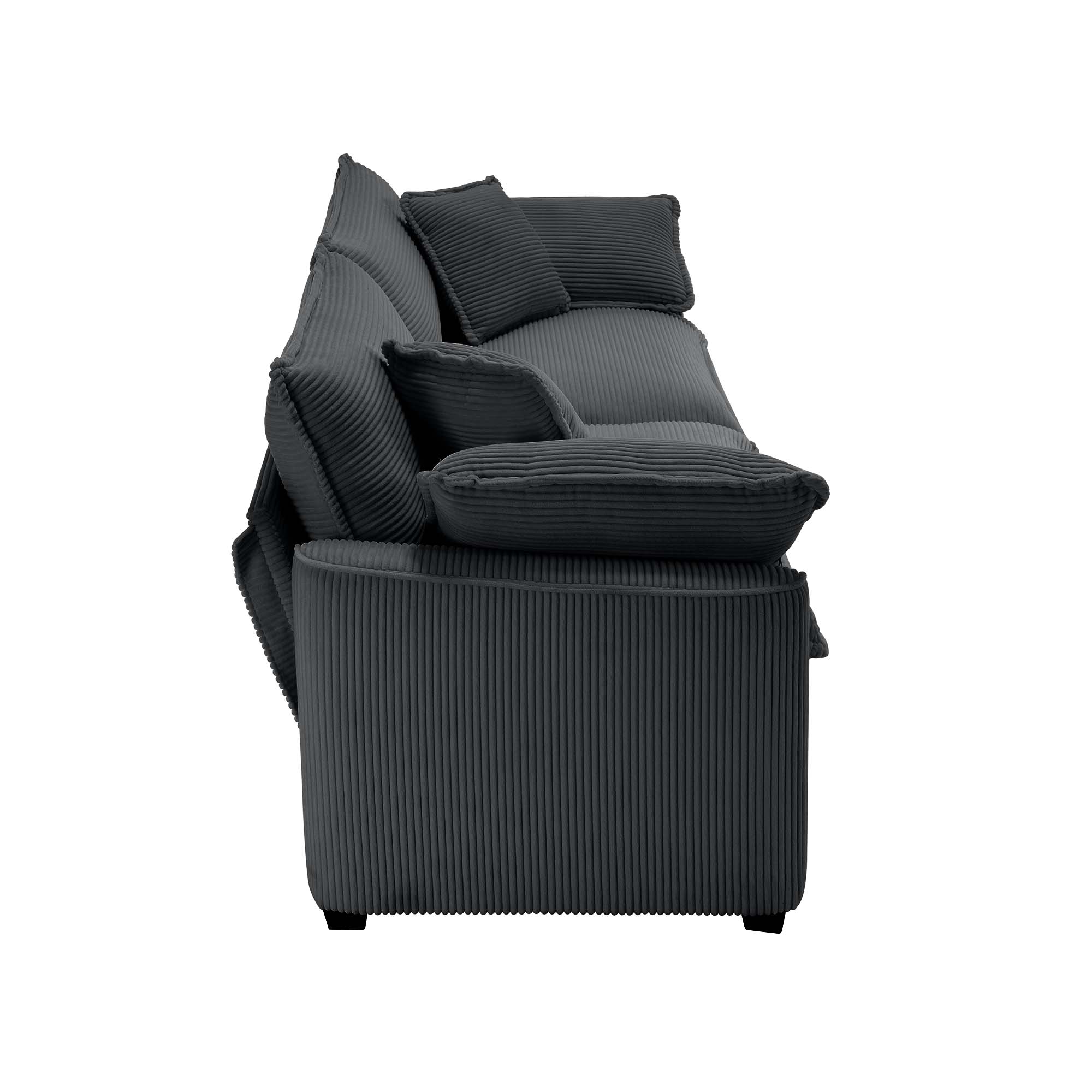 Alt View 5. LOVMOR - 3 Seater Corduroy Sofa Set Easy Assembly Memory Foam For Living Room Bedroom Club Soft Textured Lounge Home TV - Grey.