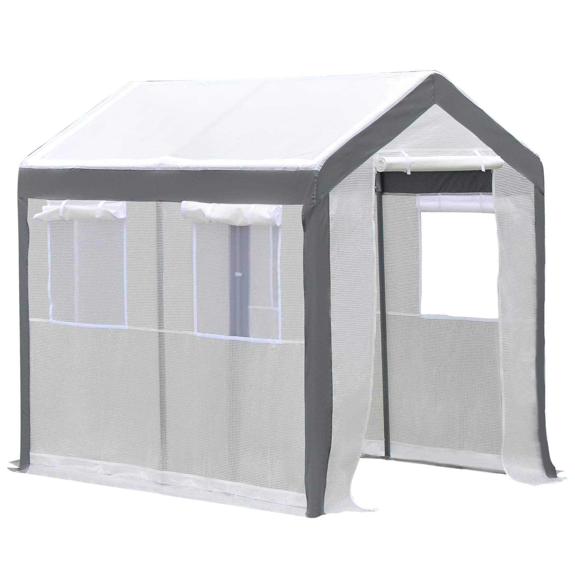 Outsunny - 8' x 6' x 7' Walk-In Greenhouse, Outdoor Garden Warm Hot House with 4 Roll-up Windows price history on PriceWatchPro