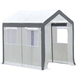 Outsunny - 8' x 6' x 7' Walk-In Greenhouse, Outdoor Garden Warm Hot House with 4 Roll-up Windows