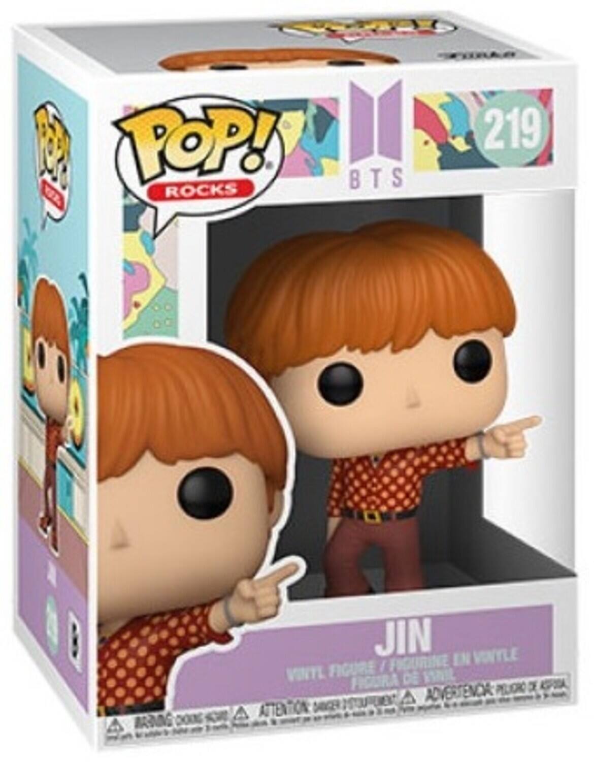 A -n POP! 219 BTS T S ROCKS BRINING 0006 JIN VINTLE / FIGURINE IN VINTI FIGURE FIGURA DE 7 ADVERTENCA PEUCRC A ATTENTIOA SACER