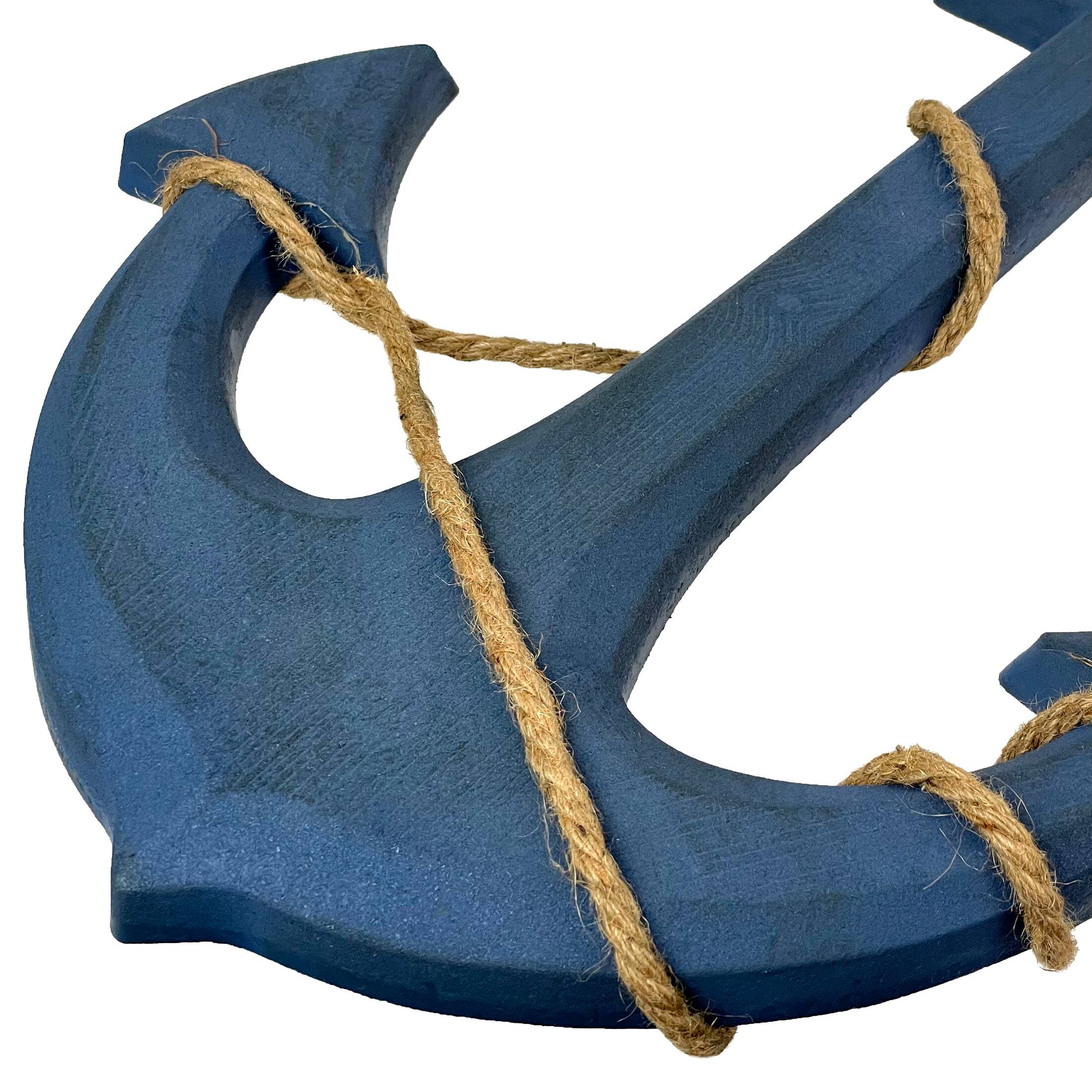 Alt View 7. Zeckos - Large 24"x16" Ship Anchor & Rope Wall Hanging - Hand-Painted Blue Finis - Blue.